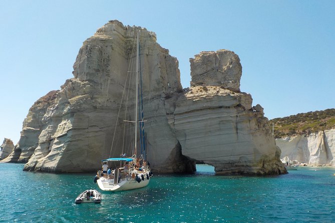 Round of Milos and Poliegos Sailing boat snorkelling cruise - Gerakas and lunch beside the perlite slopes