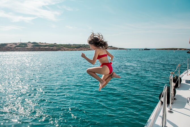 Sail the Athenian Coastline on a Catamaran with Meal & Wine - Hydroussa Island, your first swim stop