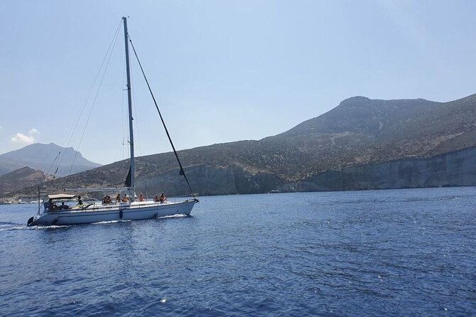 Sailing Boat Small Group Kleftiko and Sikia Cave West of Milos - Kalogries Beach is your first swim