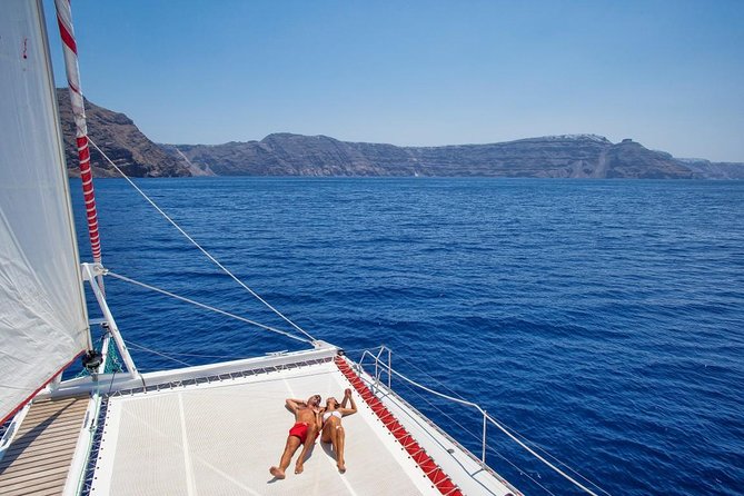 Sailing Catamaran Cruise in Santorini with BBQ, Drinks and Transfer - What the five-hour schedule really feels like