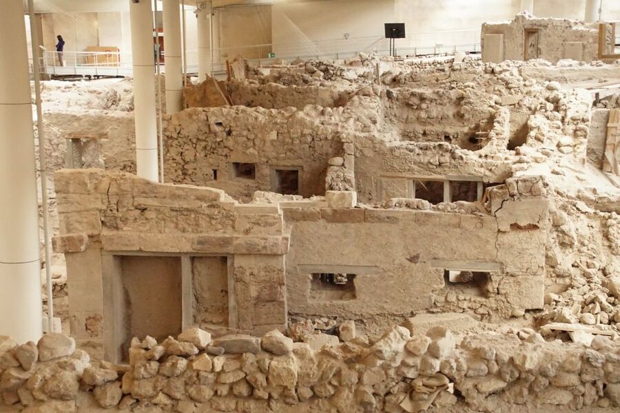 Santorini: Akrotiri Entry Ticket and Audio Guide - Entering the covered archaeological site