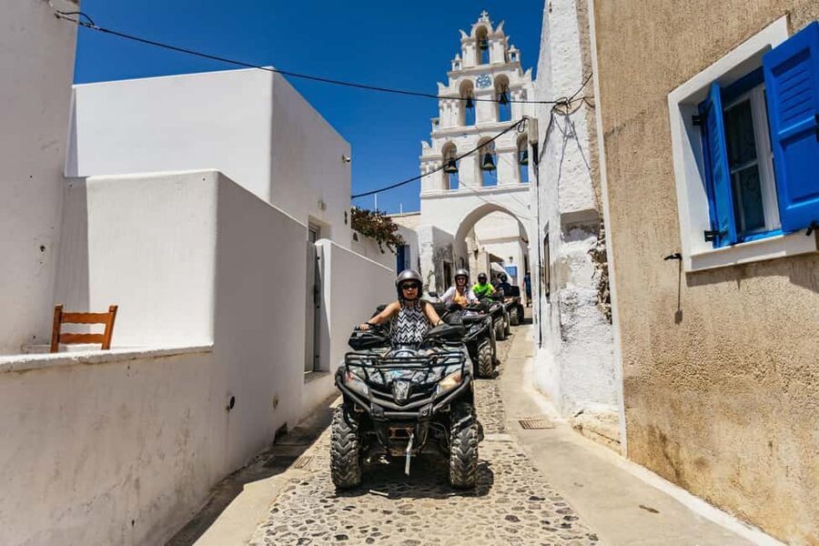 Santorini: ATV Quad Bike Tour with Lunch - Emporio windmills and the quieter side of the island