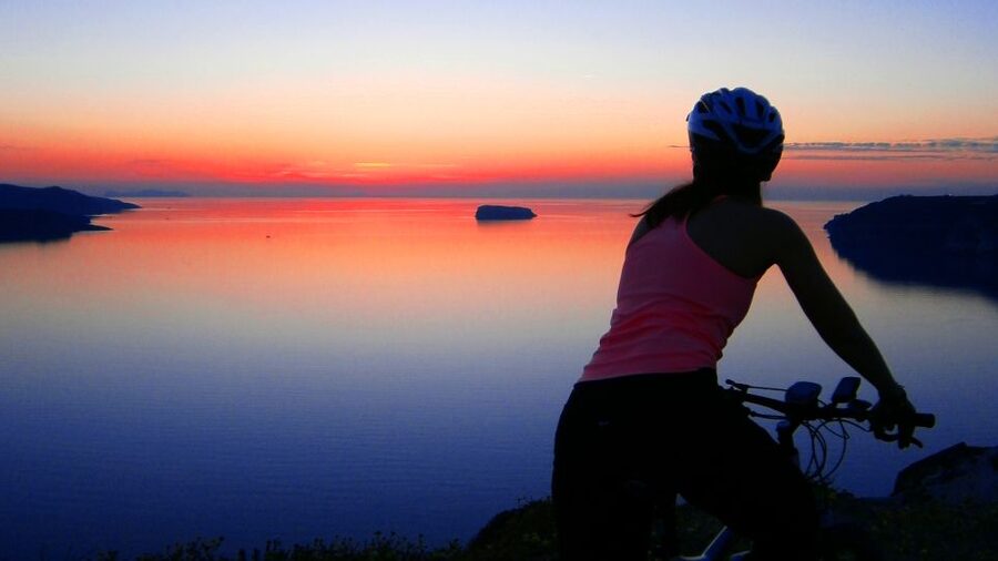 Santorini: Electric Mountain Bike Adventure - A cave chapel and wide caldera views