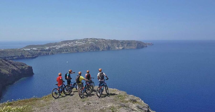 Santorini: Electric Mountain Bike Adventure - Starting beside the black beaches of Perivolos and Perissa