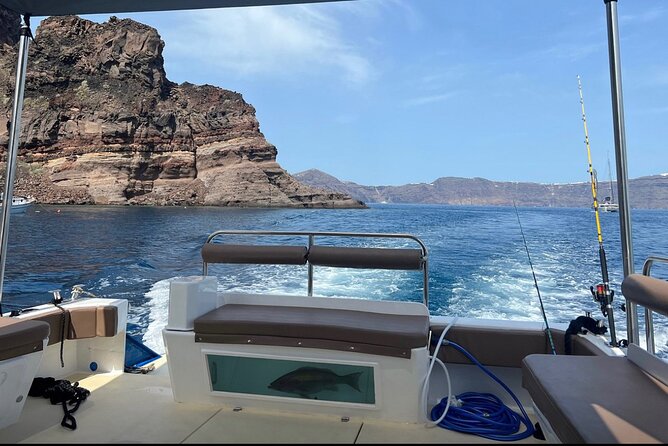 Santorini Fishing Private Cruise boat tour - BBQ, Snorkeling - A private boat day in the Santorini caldera