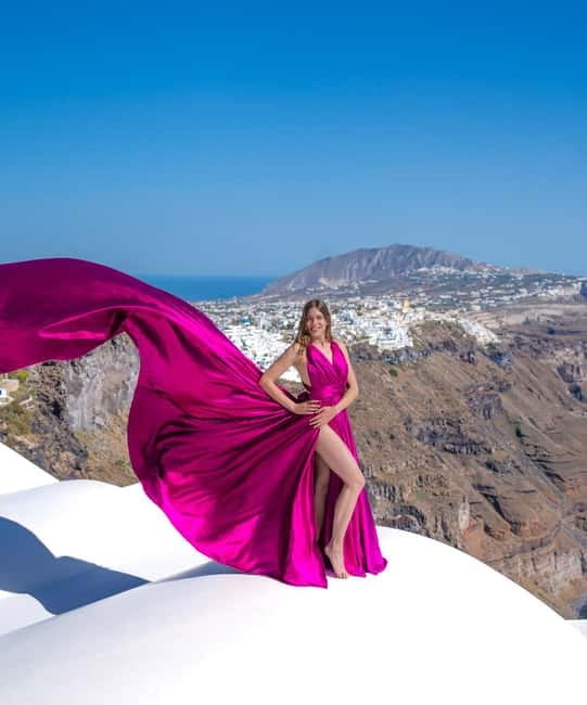 Santorini: Flying Dress Photoshoot with Edited Photos - What this Santorini photoshoot is really like