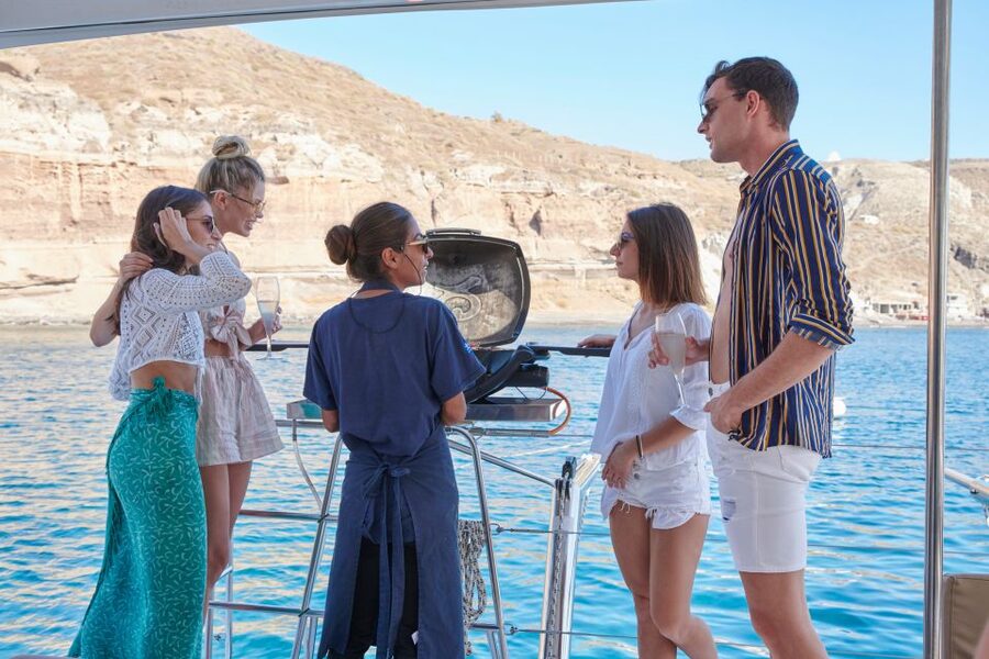 Santorini Gold Catamaran Cruise with Snorkel, BBQ & Open Bar - Who should book the Santorini Gold Catamaran Cruise?