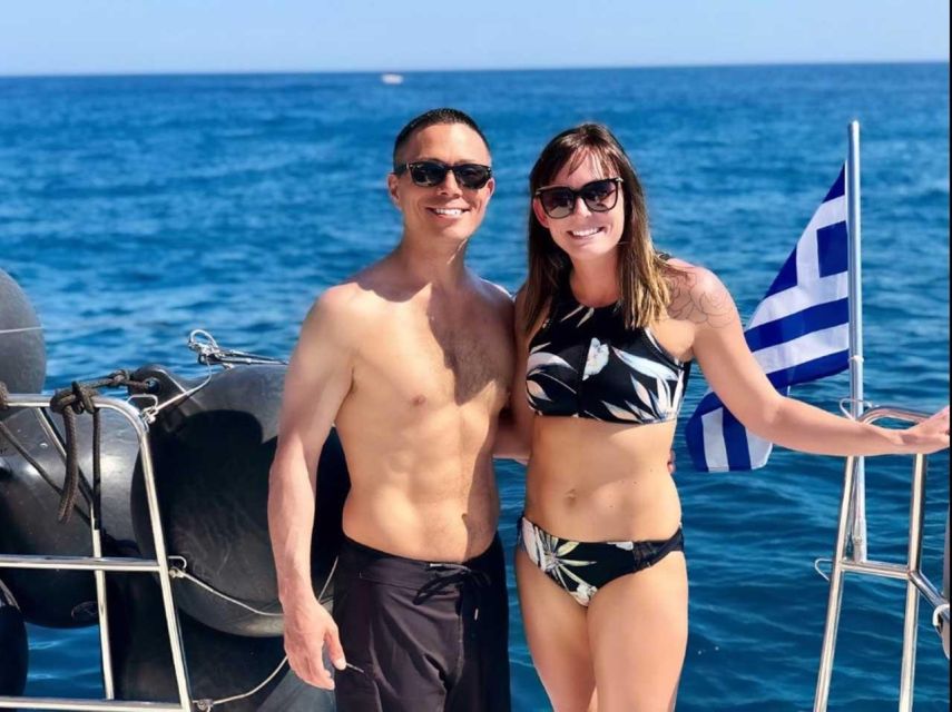 Santorini: Luxury Caldera Cruise with Full Greek Meal - Red Beach, Mesa Pigadia, and the swimming time