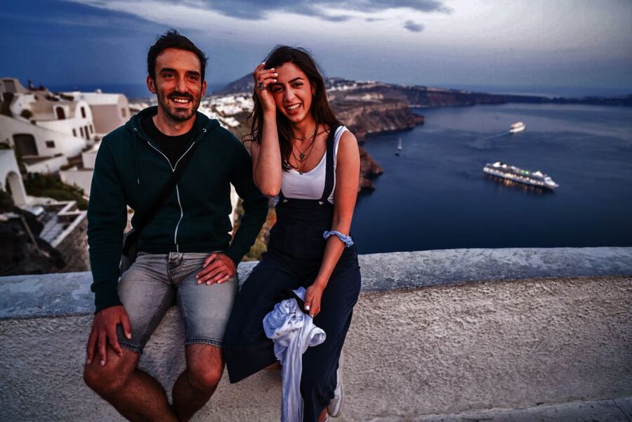 Santorini: Night Hike, Wine Tasting, and Greek Dinner - Watching Santorini light up