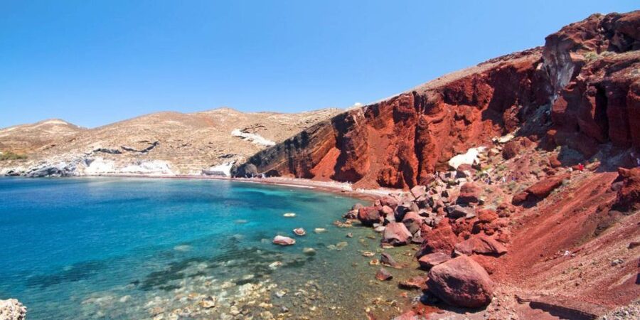 Santorini: Sunset Guided Tour with Hotel Pickup - Red Beach and the island’s volcanic side