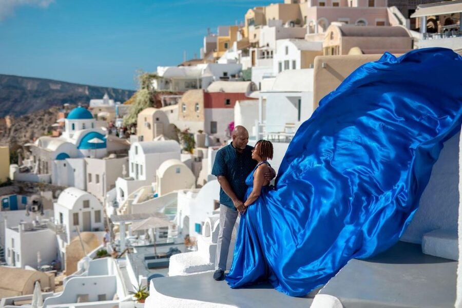 Santorini: Unique Flying Dress Photoshoot Experience - Timing, wind, and what to wear underneath