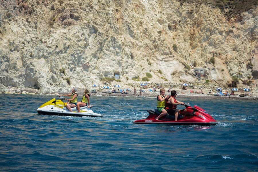 Santorini:Volcanic Beaches Cruise With Jet Ski - Riding toward Red Beach