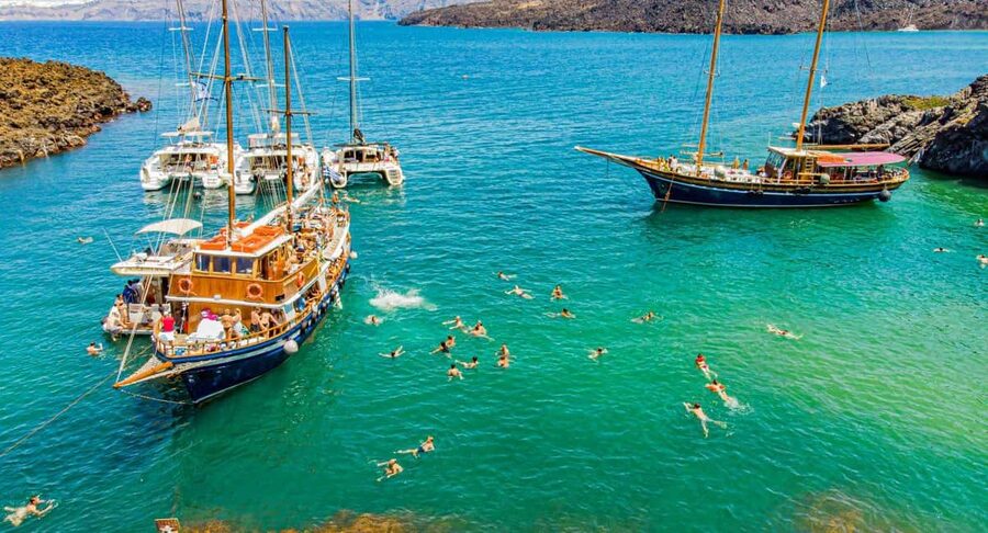 Santorini Volcano, Hot Springs Adventure - Nea Kameni and the volcanic crater hike