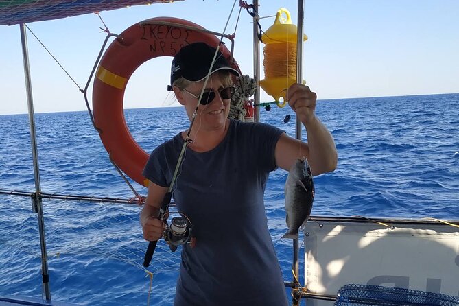 Skevos Fishing Trip Rhodes - Anchoring near Kallithea, Santa Marina, or a sandy beach