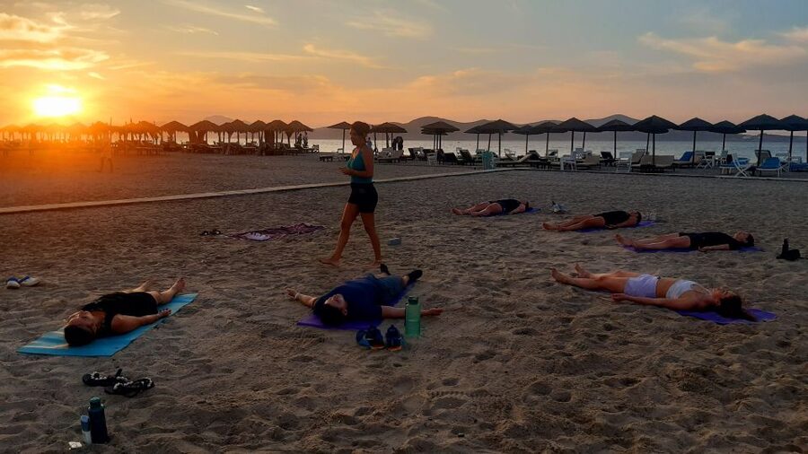 Sunset Pilates on Tigaki Beach - A quiet way to end the day on Kos